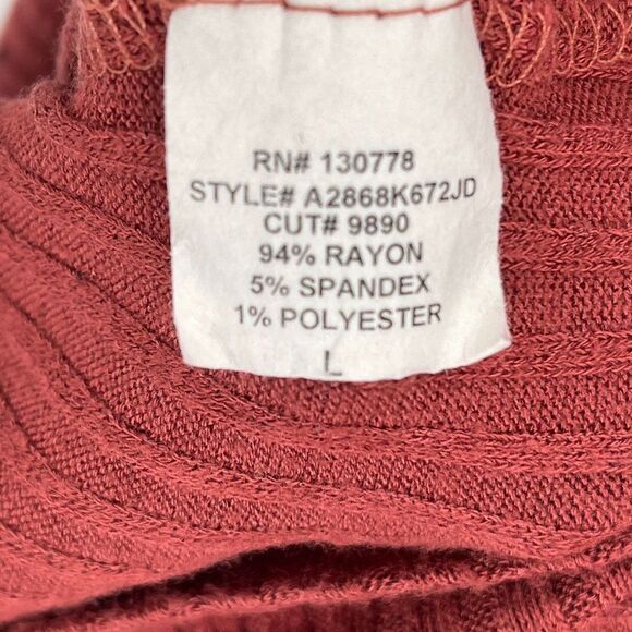 Living Doll Red Mock Neck Ribbed Knit Top L - Picture 6 of 7